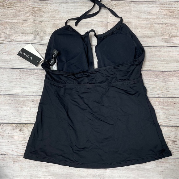 LA BLANCA | missy keyhole black halter tankini top - Picture 5 of 7